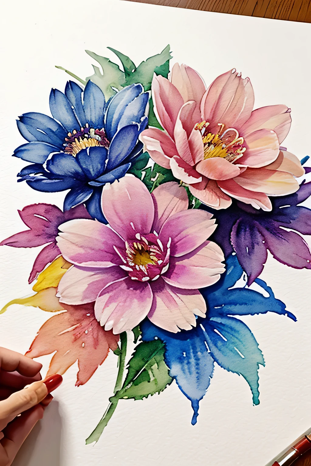 create a water colour flower