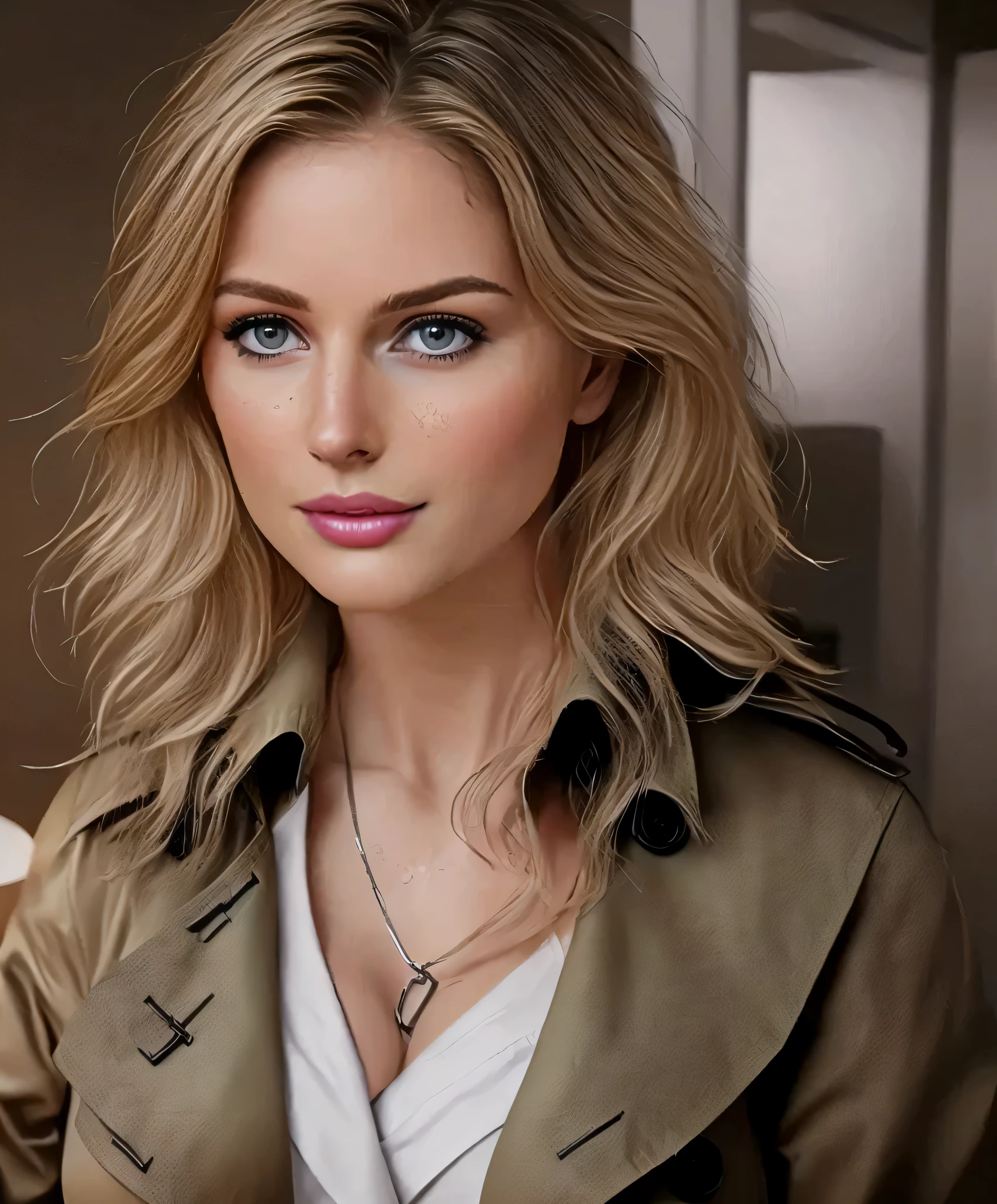 A woman whose trench coat is soaked with water、Woman sitting in、A woman with soaked hair、 Realistic digital painting, Beautiful girl model, Attractive girl, Beautiful and realistic face, Beautiful model girl, very realistic Digital Art, Attractive woman, realistic Digital Art 4k, Digital Art. Photorealistic, realistic Digital Art 4 k, Attractive and beautiful, photorealistic beautiful face, Accurate and ultra-realistic face
