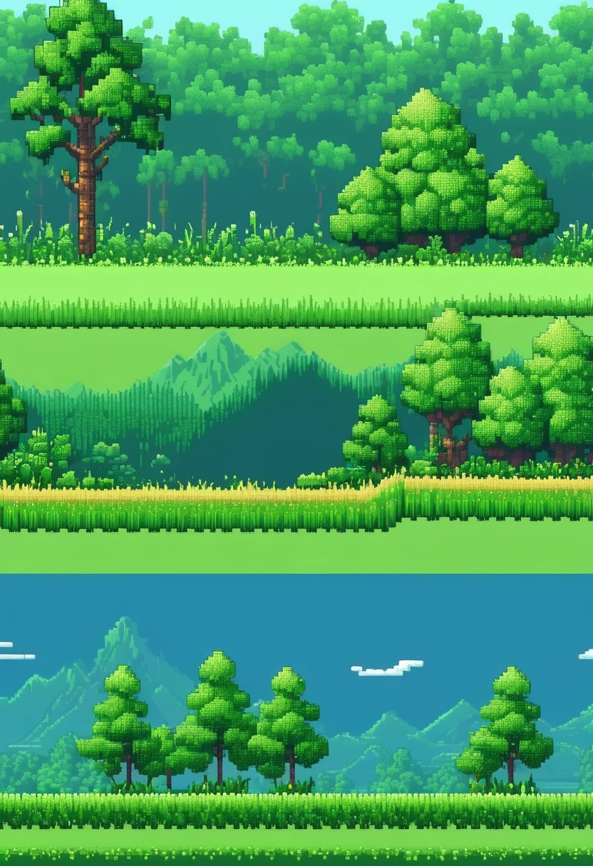 Pixel art scenery with grass