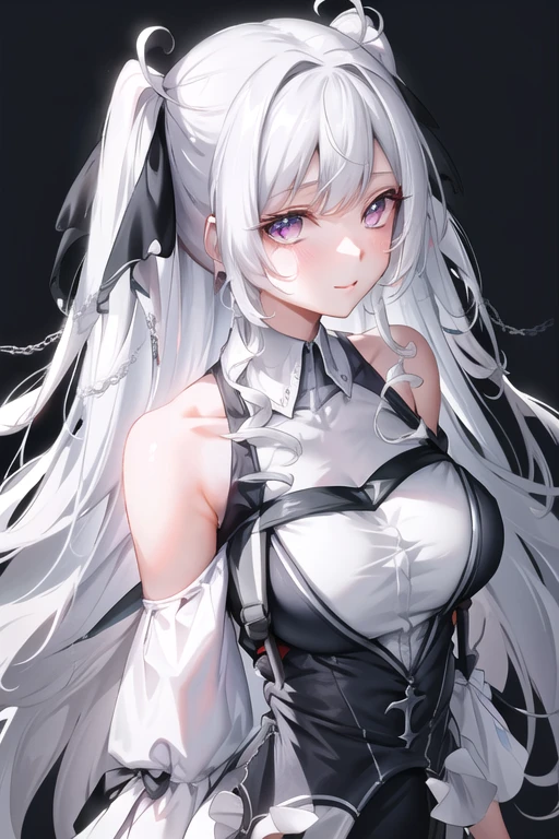 Long white hair，Off-shoulder suspenders，clavicle，Secondary elements，high quality