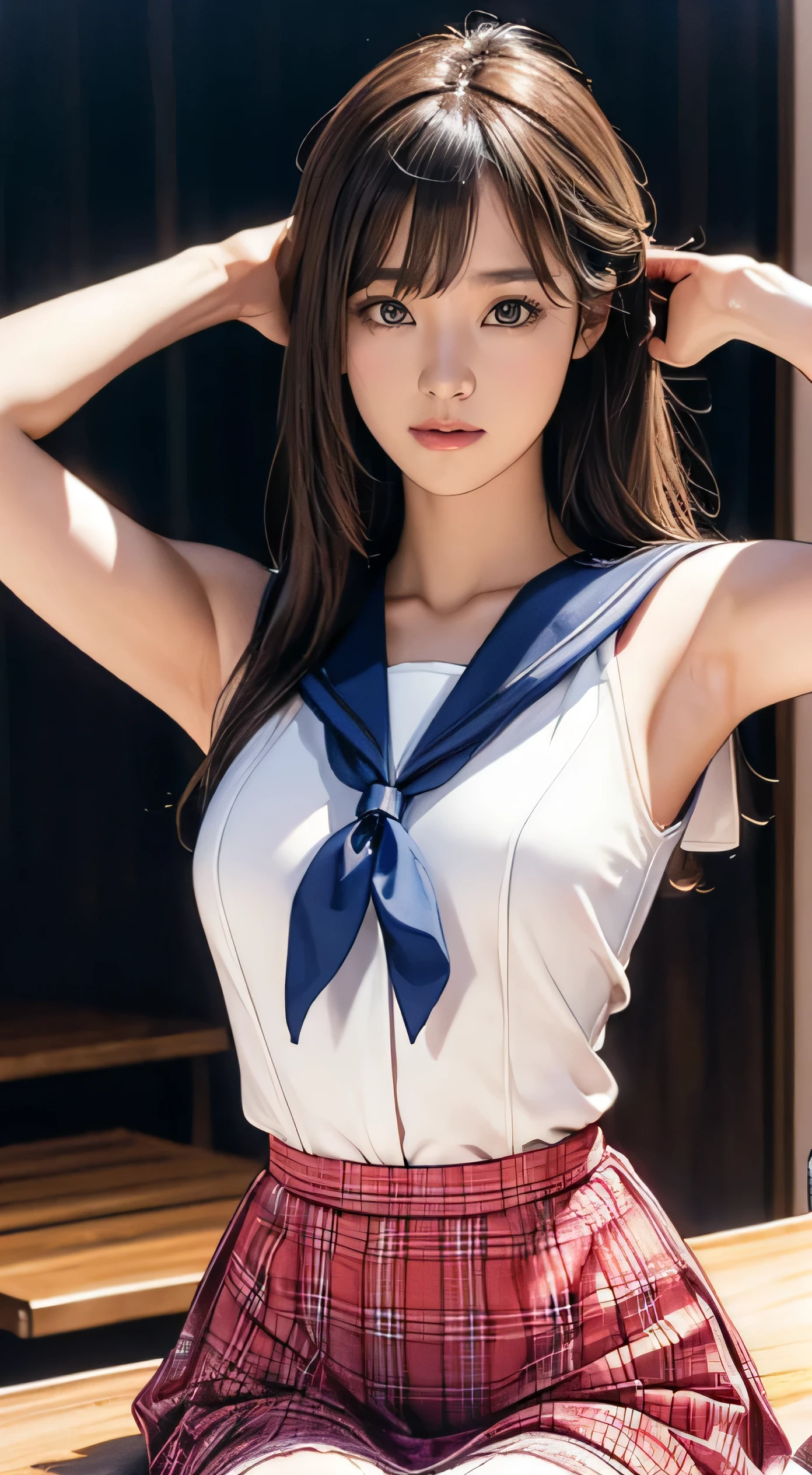Very detailedな CG Unity 8k 壁紙, Highest quality, Very detailed, masterpiece, Realistic, photo Realistic, Photographing the whole body from a distance、Very detailedなかわいい 14 歳の女子, (((Try lifting your skirt))), (Lift it yourself), Camel Toe、Natural Makeup、(masterpiece:1.3, Highest quality, Ultra-high resolution, Very detailed), (Realistic:1.1, photoRealistic:1.4)、School Life、In the classroom、Enjoying it alone、blush、Shaowa、Beautiful detailsまでこだわった髪, Beautifully detailed face, Beautiful details, Camel Toe、Beautiful clavicle, Beautiful body, Beautiful breasts, Beautiful thighs, Beautiful legs, Beautiful fingers,
View your audience, 1 girl, Japanese, 、smile、Perfect Face, (Perfect Anatomy, Anatomically correct), Cute and symmetrical face, Baby Face, 細部にまでこだわったWhite skin, Skirt flip、Camel Toe、Skirt flip、((Lower body naked))、((Wear loafers and socks))、(Cute side twin tails:1.5,brown、Scrunchie), Asymmetrical bangs, black eye, Long eyelashes, (Small Box)、Very slim figure、thin, blush, Lips parted, Looking at the audience ((Cute Sailor Uniform:1.5))、In a Japanese classroom、Detailed elongated legs、White skin、Skirt flip、Camel Toe、Skirt flip、(2 Foot、Black knee-high socks:1.2)、((One junior high school student))、((Low Angle Portrait:1.5))