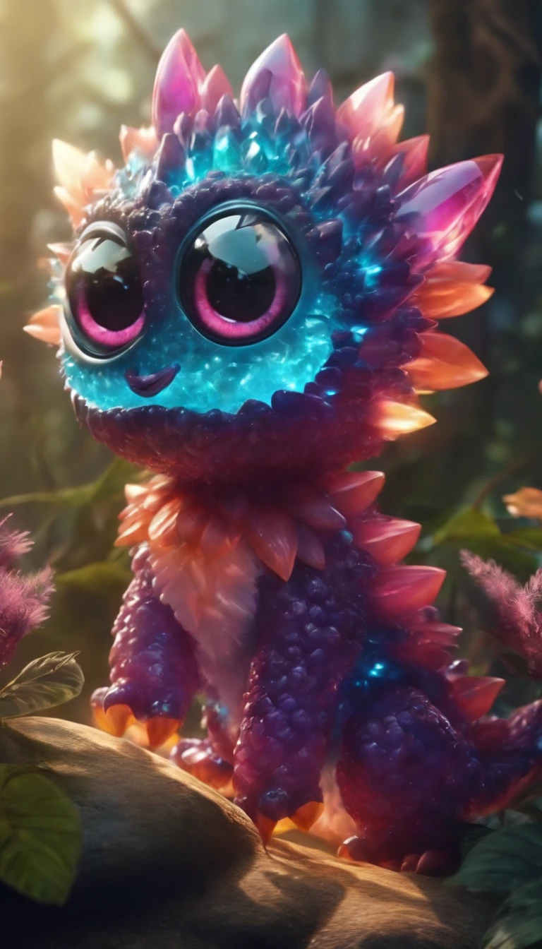 Cute crystal monster, Detailed 8k beautiful and bright，good quality