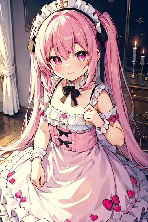 (masterpiece:1.2), highest quality, High resolution, original, (Very detailed:1.2), Very detailedな, wallpaper, Perfect lighting,(Very detailed CG:1.2), 8k,(pink ta dress, Loliashion:1.24), Shiny clothes, Girl images, pink tone, Cute Style, Girlish, Sweet Decoration, Pink Bubbles, Candy Color Scheme, Dreamy scene, Exquisite detail, Small and beautiful, sweet atmosphere, Romantic elements, Feeling like a girl, Pink, Cute ornament, Cute smile