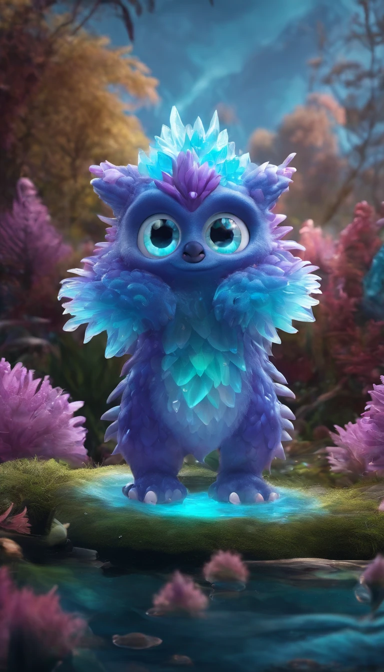 Cute crystal monster, Detailed 8k beautiful and bright，good quality