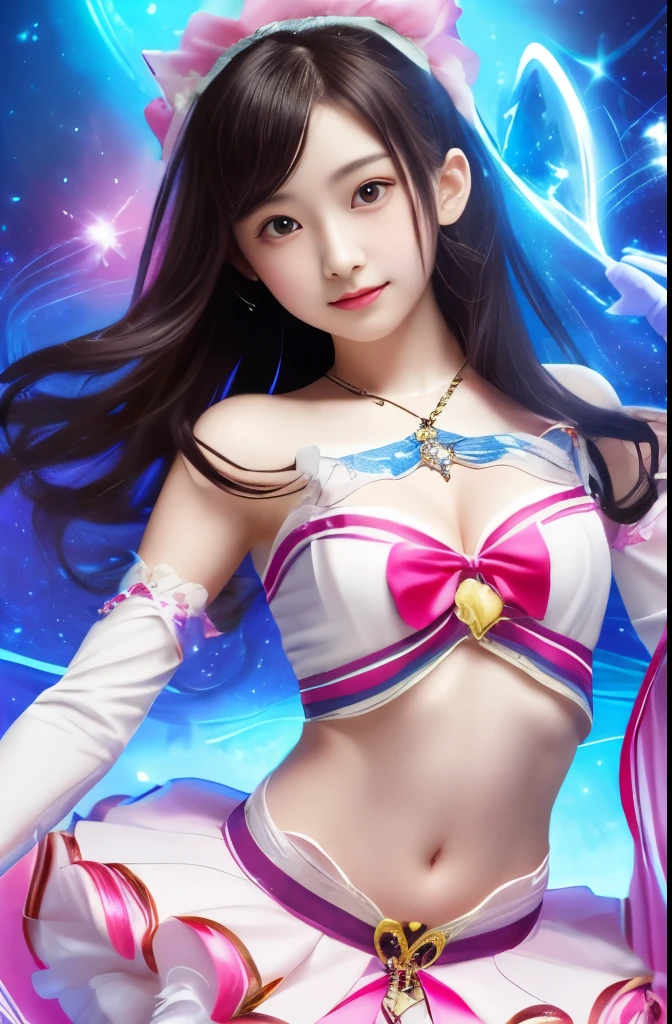 highest quality,Photo quality,Ultra-high resolution,Professional Lighting,,beautiful actress,Thin face,Healthy complexion,(Magical girl:1.3),,Natural Makeup,(navel),Thin waist,Sexy Costumes