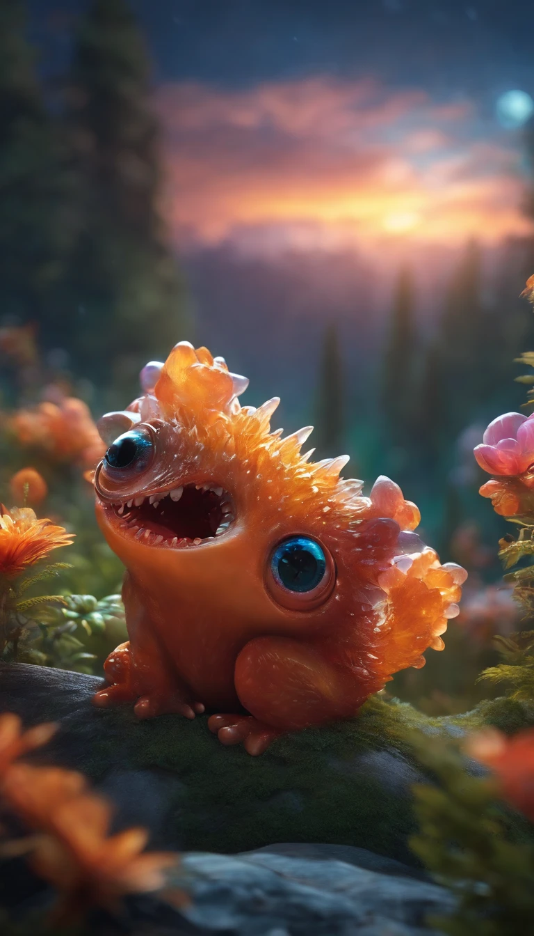 Cute crystal monster, Detailed 8k beautiful and bright，good quality
