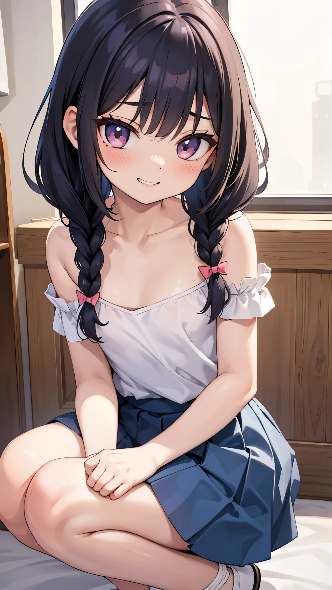 1 nubile juvenile junior idol cute lovable adorable tiny australian middle-school girl energetic, loose hair, shy smile, exposed supple breast, unique face, blacke hair, jav actress, naked, immature, childish, acting super shy, delicate, weak, loving romantic vibes, in love, small short height, preparing for mating, dwarf girl noble queen short slim legs, mischievous, soft babyfaced gentle happy looking face, carefree, unblemished skin, otaku student president, grin, braids hairstyle, naughty, teasing, awkward short girl, pitite lityle dainty diminutive, shougakusei shoujo, excited, hyperactive girl, skirt, small shoulders, slim arms, acting spoiled, sch0olgirl bangs, small breasts, fashion trendy beautiful beautiful beautiful girl, gentle and attractive beautiful girl, 10 years oldnd sexy collarbone, Attractive oval face, double eyelids, smart peach blossom eyes, pink lips, small nose, bare shoulders, ultra high definition, super detail, fresh and impressive