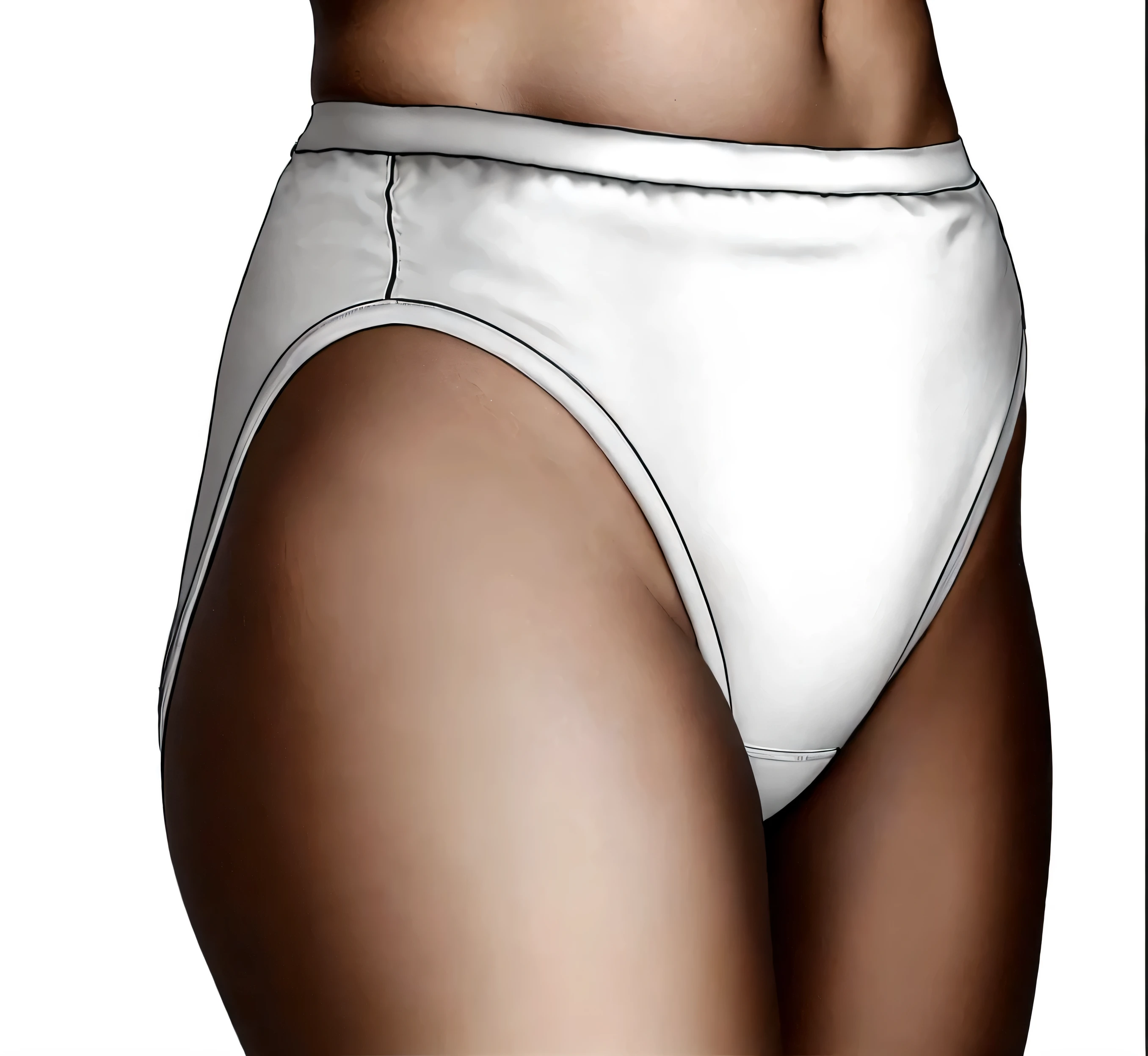 ((masterpiece, best quality)), ((31 year old)), (((Curvy))), ((Black woman)), in ((white high cut cotton panties)), (cropped shot), (((Large hips))), (((realistic art style)))