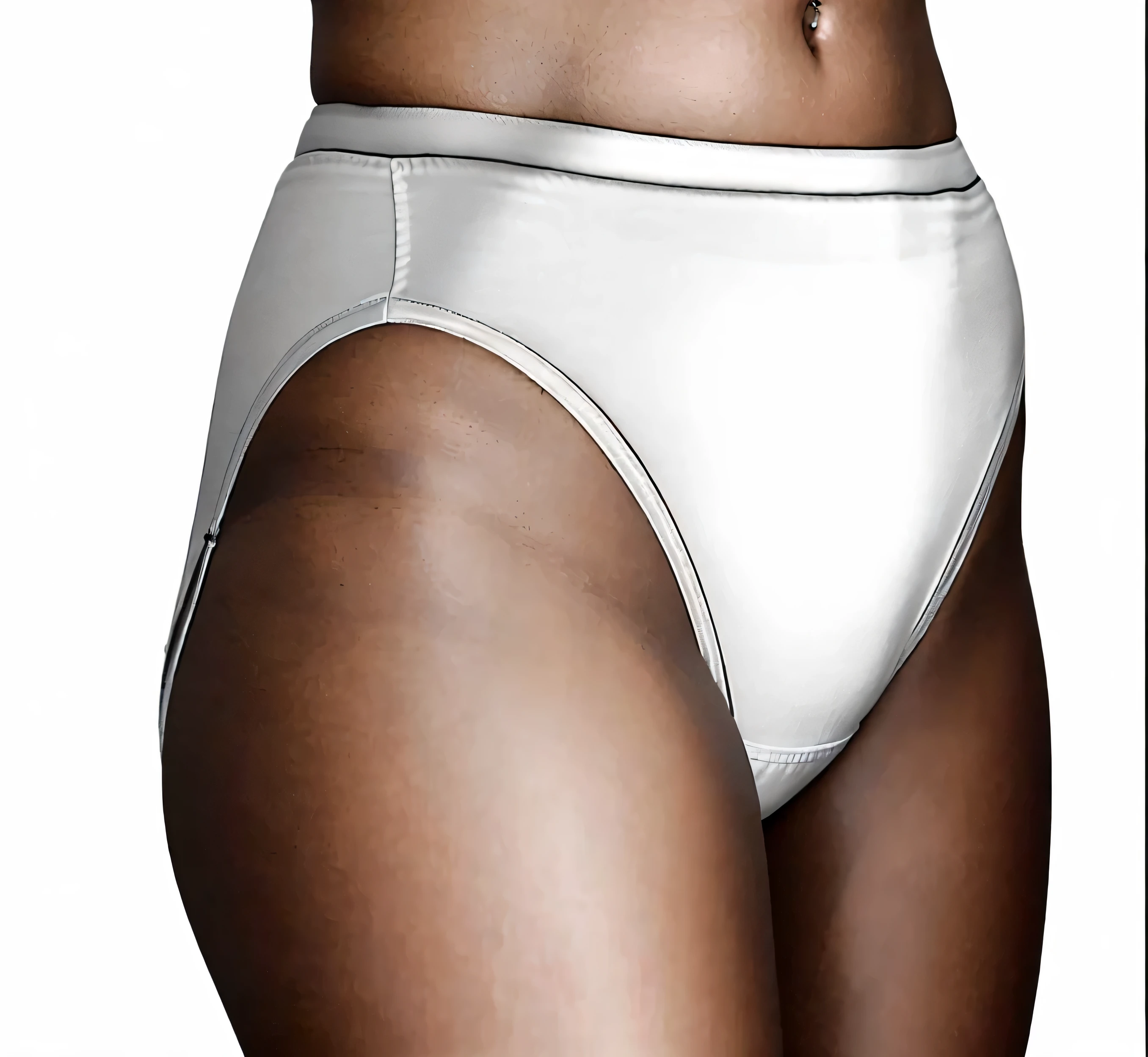 ((masterpiece, best quality)), ((31 year old)), (((Curvy))), ((Black woman)), in ((white high cut cotton panties)), (cropped shot), (((Large hips))), (((photo realistic)))