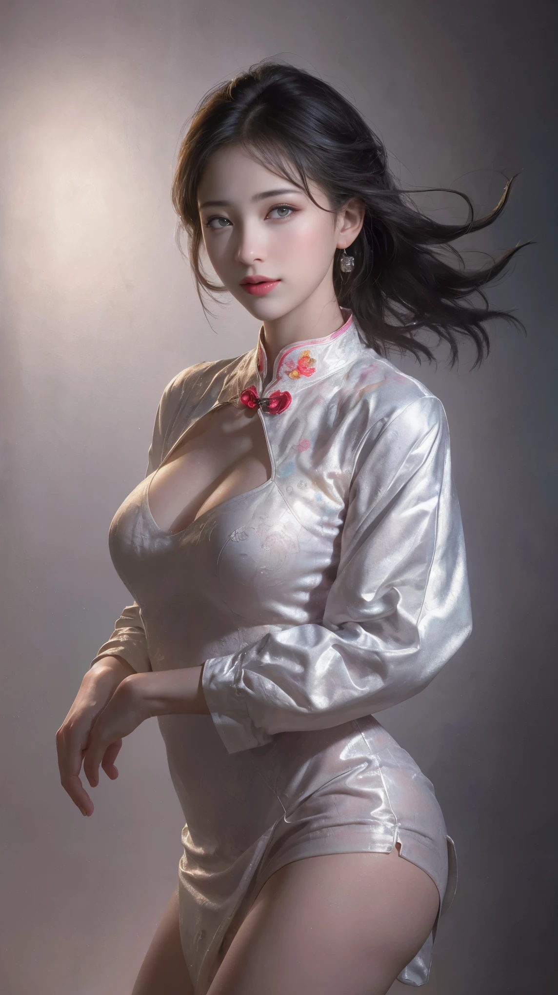 masterpiece,(best quality:1.3),ultra high res,raw photo,detailed skin,beautiful lighting,(realistic, photo-realistic:1.4),1girl,qipao,