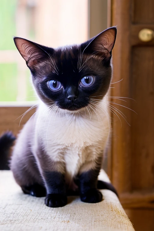 Siamese cat　Sitting　Looking at me　cute