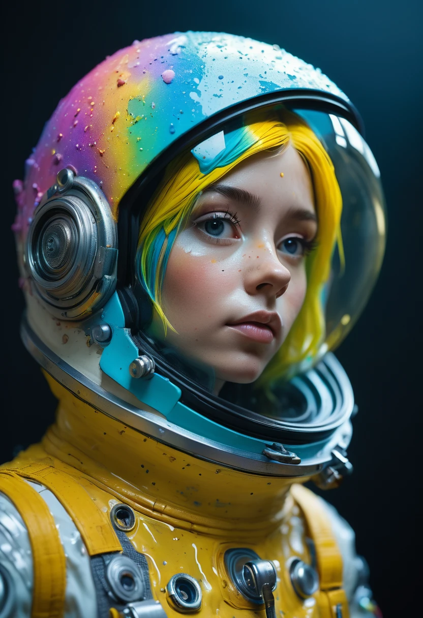 8K, ARTISTIC photogrAphy, best quAlity, mAsterpiece: 1.2), A (potrAit:1.2) Don Bluth Style ASTRONAUT nude yellow Toon Doll, full body RAW candid cinema, cyan hair, 16mm, color graded portra 400 film, remarkable color, ultra realistic, sad admosphere, dark lighting, oppressive atmosphere, depressive colors, kodak portra 400, photograph,r, Natural Light, Pinhead lighgts, blur reflection, Brush Strokes, Smooth, abstract, Splatter, Oil On Canvas, rainbow colors, fractal isometrics details bioluminescens : a stunning realistic photograph of wet bone structure, 3d render, octane render, intricately detailed, titanium decorative headdress, cinematic, trending on artstation | Isometric | Centered