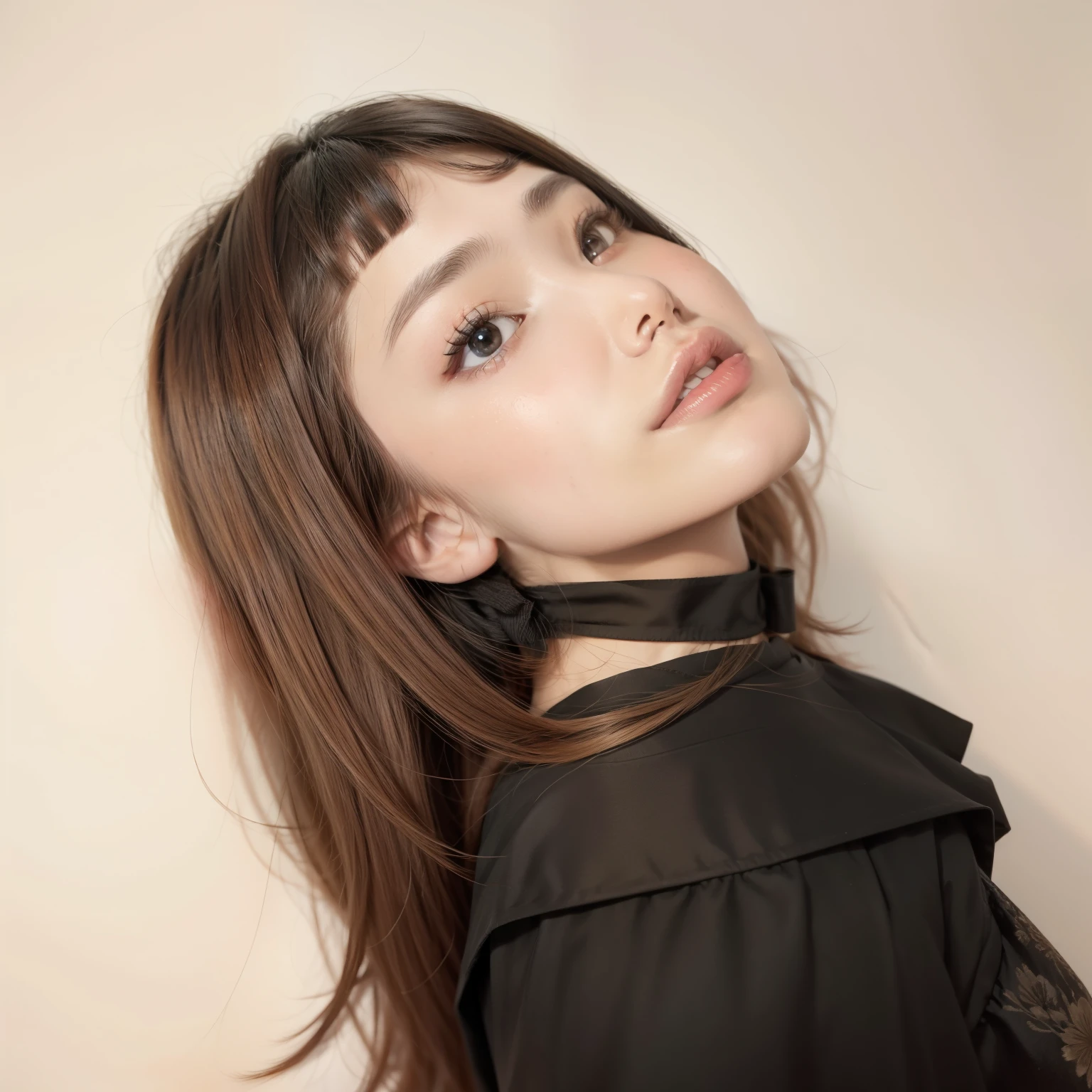 Mujer arafed con largo cabello rojo y vestido negro., el corte de hime, chiho, por Ayami Kojima, Yoshitomo Nara, Rena nunen estilo 3/4, deayami kojima, shiori teshirogi, ishida sui, chiho ashima, bella delfina, Ayaka