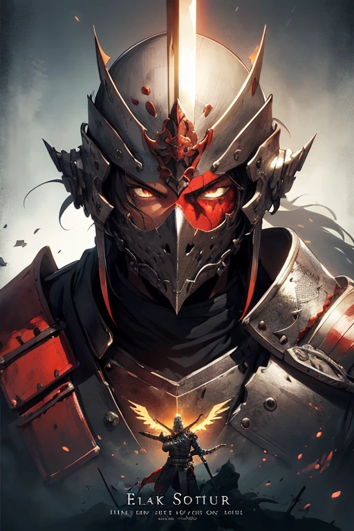 Close-up of Samurai King with Golden katana, Blood Knight, Dark Fantasy Style Art, Dark Souls Art, Shiny Grey Armor, Dark Fantasy Concept Art, Demon Samurai, Epic Fantasy Art Style, Anime Epic Artwork, Dark Fantasy Artwork, Dark Souls 3 Style, Dark Souls Art Style, Epic Fantasy Character Art, Black and Red Reflective Armor