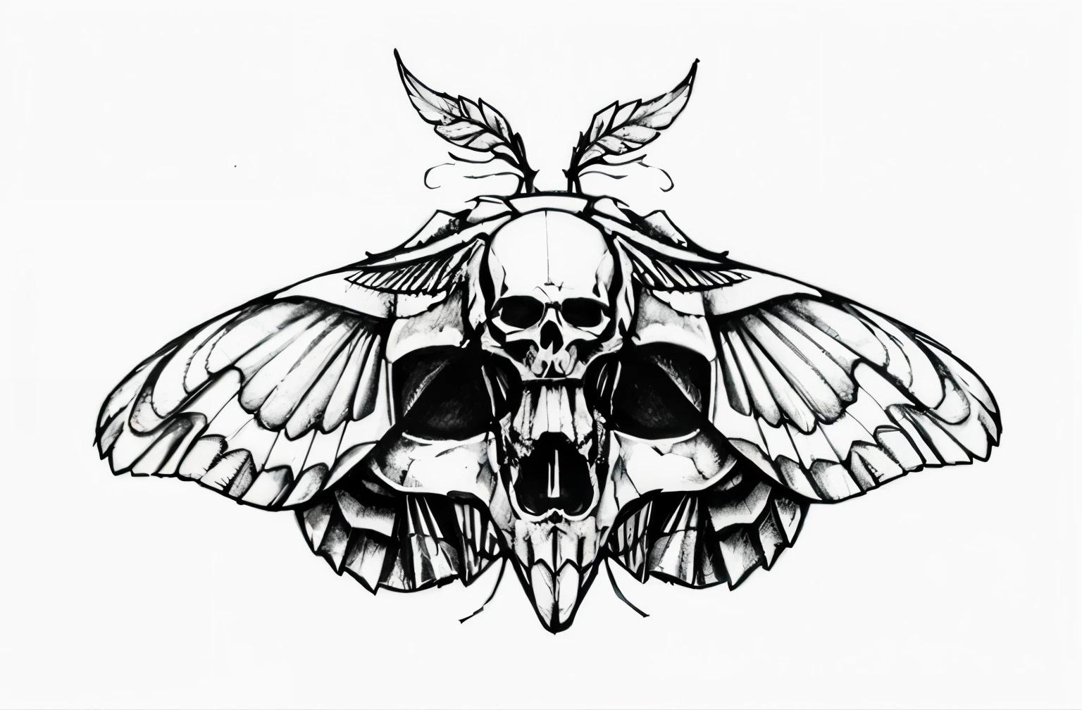 Existe um triangulo na parte inferior da borboleta dessa imagem que quando fechado oculta o desenho da caveira, quero um desenho parecido mas se utilizando de outro inseto, animal, objeto, etc. As long as it has the same effect caused by the lower triangle in this image when closed