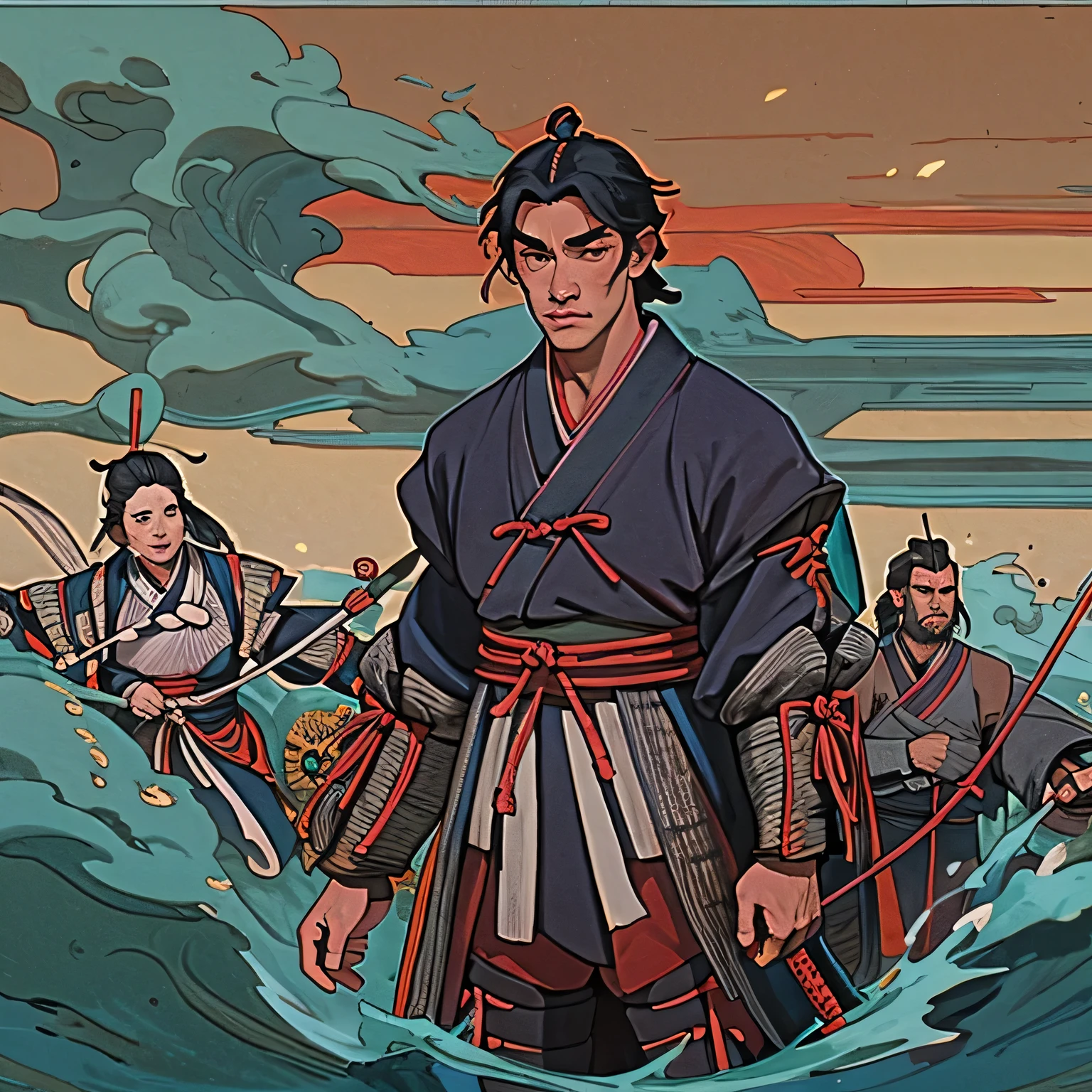 meeting of men feudal Japan