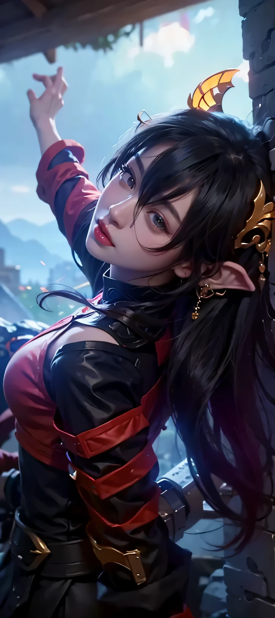 a close up of a girl,black hair hair, big booobs , shadowbringers cinematic, 4 k detail fantasy, a beautiful fantasy empress, game cg, xianxia fantasy, xianxia hero, 2. 5 d cgi anime fantasy artwork, cinematic goddess close shot, ruan jia and artgerm, wow 4 k detail fantasy, hyperdetailed fantasy character
