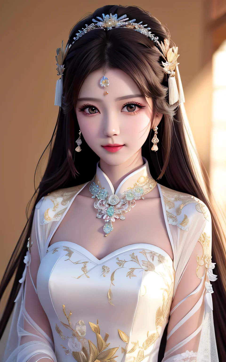 best quality, Masterpiece, high resolution, 1 woman,Chinese Wedding Dresses,hair accessories,necklace, decorate,Beautiful face,above_body, Tyndall Effect,realistic, dark studio, Edge lighting, Two color lights,(Highly detailed skin:1.2), 8K Ultra HD, SLR camera, soft light, High quality, Volumetric light, confess, photo, high resolution, 4k, 8k, Bokeh