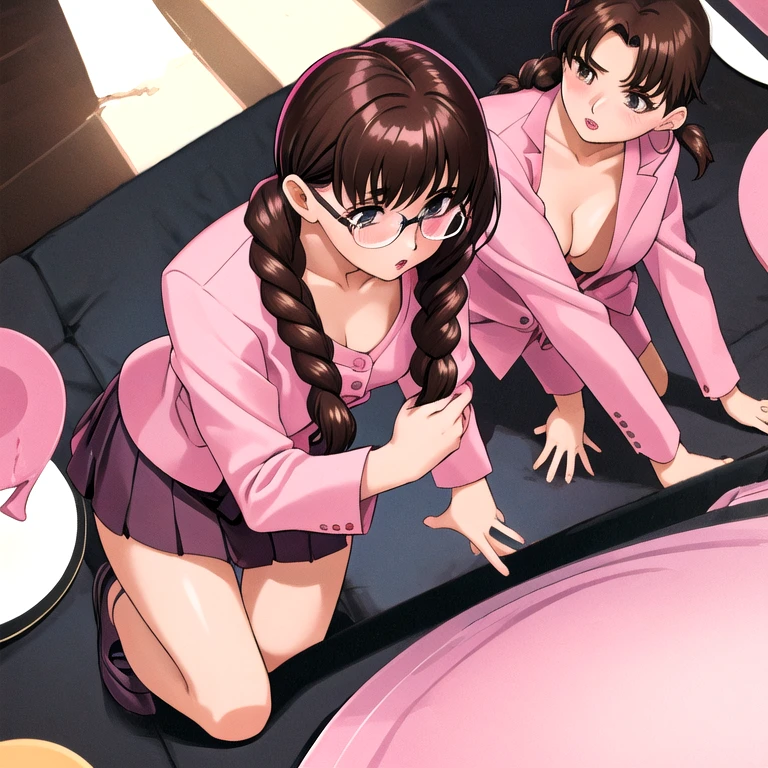 night office, night,Browsing Caution, One girl、Kneeling and getting a blowjob from a strong old man standing, shallow, release, Embarrassing, Girl has orgasm,
darkness, masterpiece, Top quality half-naked,Ayumi_arima,Long Hair,brown hair,25-year-old woman, Single Pigtail,Pink Lip, Glasses,Pink Suit,one goodid,shoes下, shoes,good, panties,netorare,Pink Suit, Grab your chest,