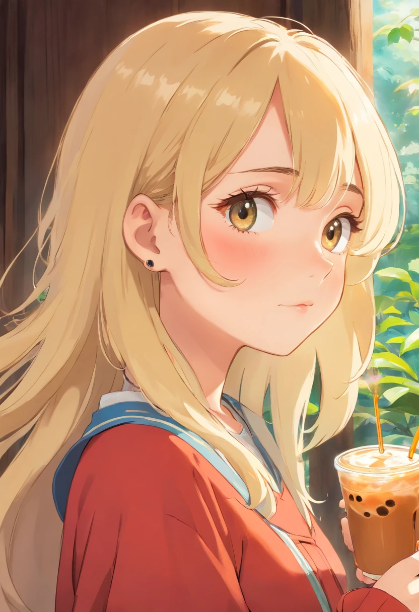 profile,Fantasy,Milk Tea Blonde,Colored cheeks,beautiful girl,Beautiful hair color