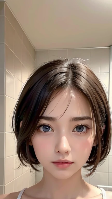 bathroom、of the highest quality、high resolution、pixel perfect、8k、finamente、Perfect dynamic composition、Finamente beautiful eyes、de pie、abre tus piernas、cabello brillante、natural color lip、mujer、25 years、Piel transparente、super detailed、Wrap yourself in a bathroom towel、small breasts、small areola、sudor goteando、lleno de sudor、muslos delgados、pies hermosos、delicado、distressed expression、Dolor duradero en la cara、ojos medio cerrados、boca abierta