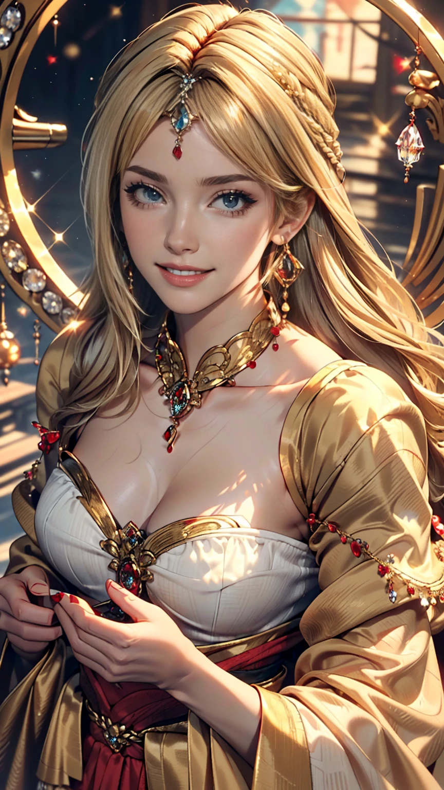 A beautiful young woman with long, flowing blonde hair relaxing in a hammock, peaceful expression, sunlit garden background, intricate details, cinematic lighting, dreamlike atmosphere, highly detailed, photorealistic, 8K