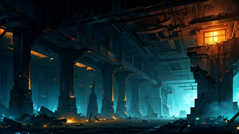 dark upper light fantasy landscape concrete abandoned building buildings altar orange light decay end of the world