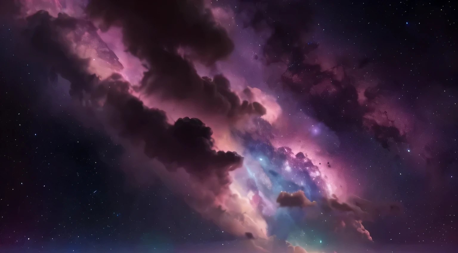 A large image of Alafid, Colorful clouds in dark sky, Nebula sky, space clouds, Nebula Background, nebula, purple nebula, dramatic Nebula sky, Nebula in the sky, background artwork, Vast Nebula, luminous nebula, Epic Nebula, space background, foggy space, Nebula Background, Purple space in the background