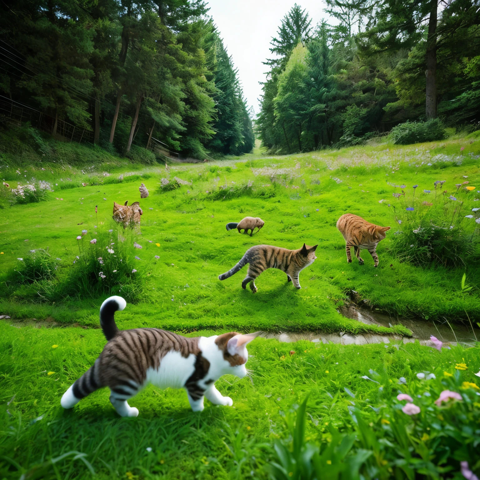 Post photos of cats in nature as part of art。A beautiful image in which the cat&#39;s movements blend in with the scenery。