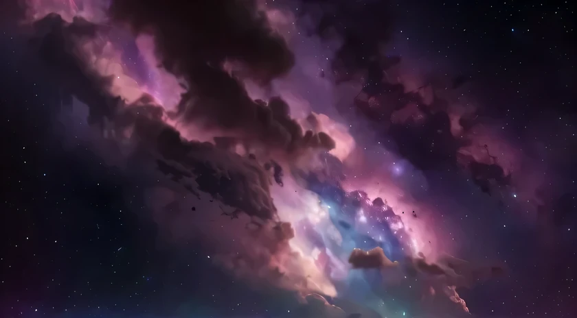 A large image of Alafid, Colorful clouds in dark sky, Nebula sky, space clouds, Nebula Background, nebula, purple nebula, dramatic Nebula sky, Nebula in the sky, background artwork, Vast Nebula, luminous nebula, Epic Nebula, space background, foggy space, Nebula Background, Purple space in the background