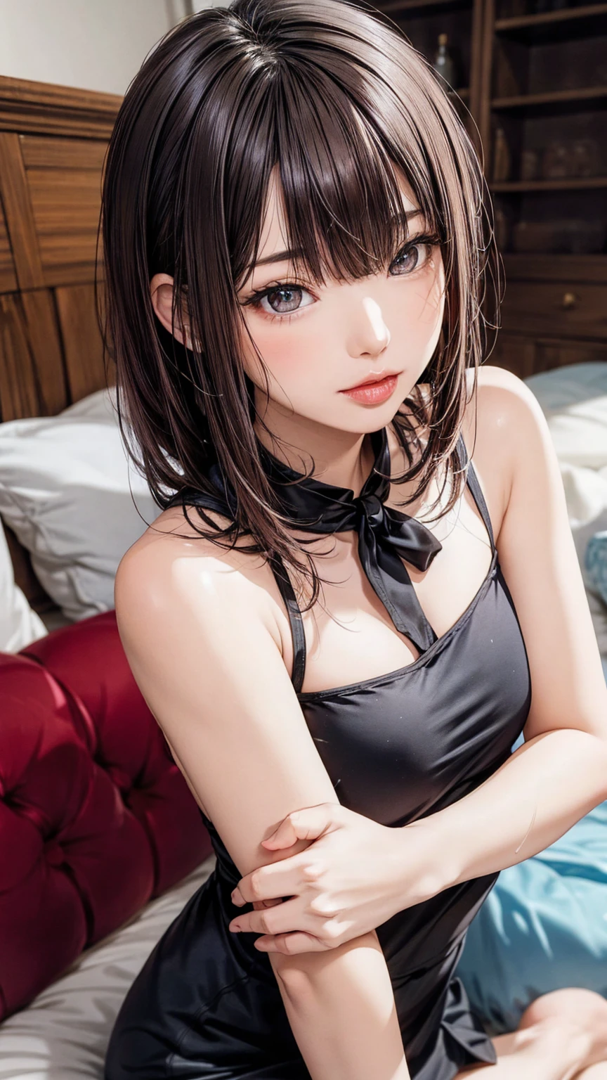 highest quality、4K quality、Beautiful cleavage、Beautiful Style、tall、Small breasts、Bare buttocks、Small Ass、Shy face、20 year old princess、Bare shoulders、My skirt is blown up by the wind、ultra detail eye,Shooting from behind、Apply lipstick on your lips、realistic tongue、Holding lipstick with fingery whole body is wet、Small face、Soft skin quality、Shooting from the front、Casual clothing