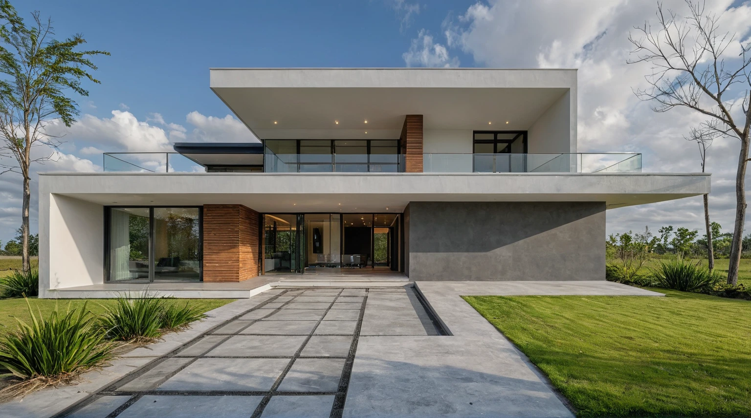 Masterpiece, high quality, best quality, authentic, super detail, outdoors, onestoreyvillaXL, aiaigroup, house style modern on the street ,stairs, white wall ,road,pavement, grass, trees, sky, cloud, (daylight:1.1), glass windows, glass doors, timber details, outdoor furnitures, 
