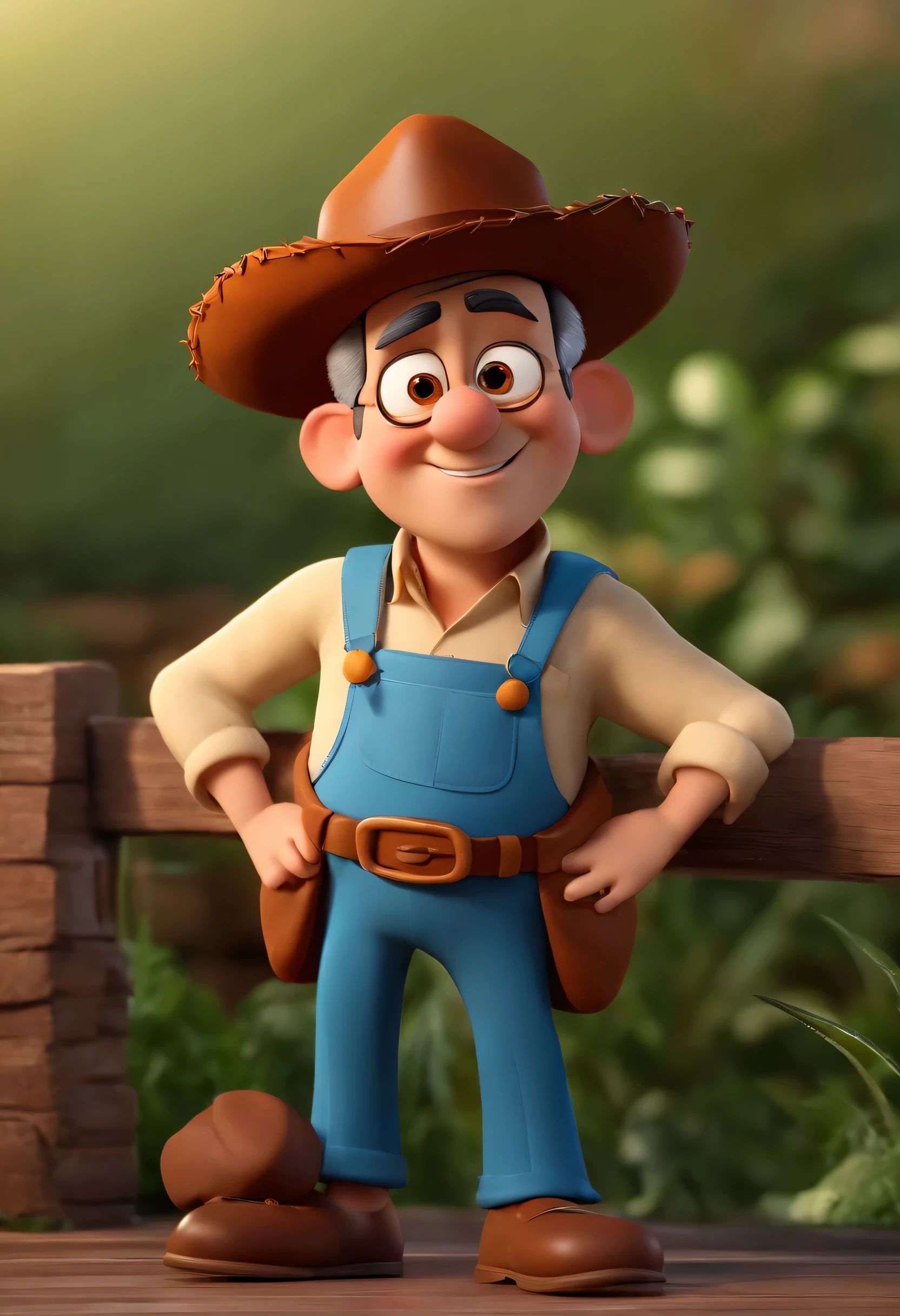 Cartoon character of a grandpha, animation character, Caractere estilizado, animation style rendering, 3D estilizado, Arnold Maya render, 3 d render stylized, toon render keyshot, Personagem 3D, Personagem 3D, 3d rendering stylized, 3 d character render, personagem de desenho animado, Personagem de close up, Pose de personagem, (Estilo Pixar) (master part:1.2) (Bokeh) (best quality) (pele detalhada) (textura detalhada) (8k) (argila) (Cinematic lighting) (sharp focus