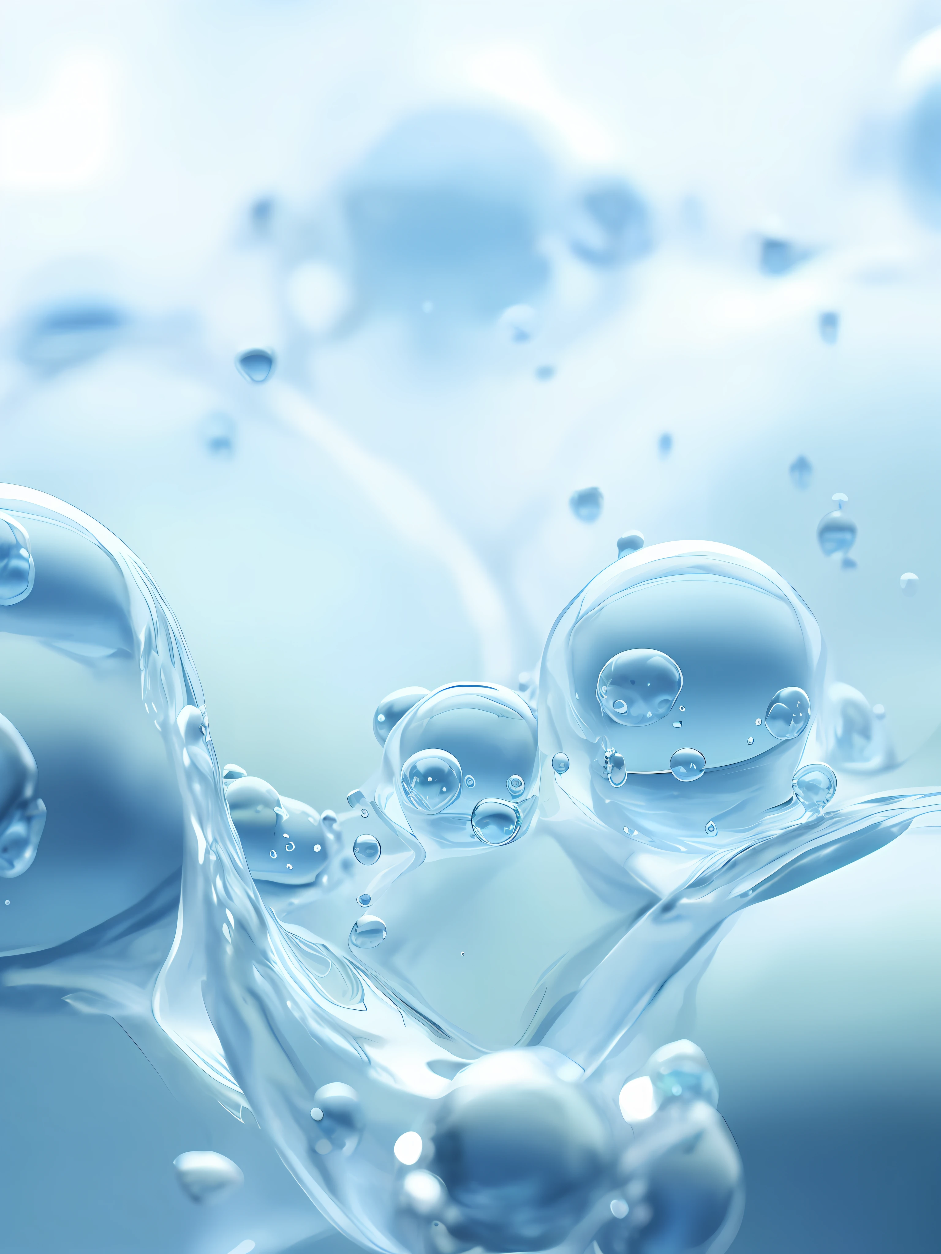 Close up of a bunch of bubbles floating in blue liquid, water particulate, water particulate, water bubbles, detailedwater, drops of clean water, water, water background, water bubbles, ultra detailed water, water dripping, water滴, water dripping, water in background, water particle in front, Blistering skin, water water