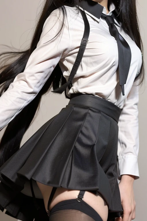 A woman in a white shirt and black skirt poses for a photograph, JK school uniform, in school uniform, Black Lens Stockings,Girl in uniform, in school uniform, school uniform, japanese girl school uniform, seifuku, 魔法学校の, Wear a dress, Dressed as a high school girl, Wearing Japanese clothes , Black Skirt, Female student, Realistic , White Uniform、((Boyfriend and girlfriend having sex:1.5))、((Sexual pose:1.5))、((Spread legs POV:1.5))、((Beautiful areola:1.5))、((Nipple erection:1.5))、((Beautiful pussy:1.5))、((A thin layer of sweat:1.5))、((Insert your into your:1.5))