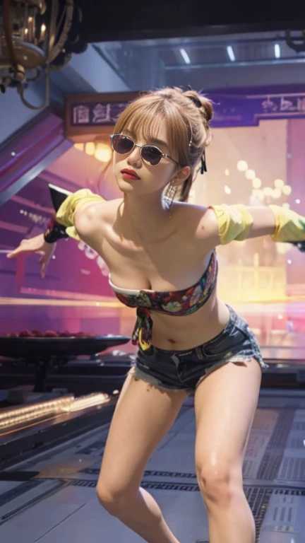 Wear a green bra,Red panties,Korean beauty with pink hair,toned figure,Pageant champion,Snow-white skin,Anterior convex and posterior,Big breasts and buttocks,Big breasts that expose the,Sweating profusely,Expression enjoyment,climaxing,be on stage,The action is sexy,Riding on men --auto