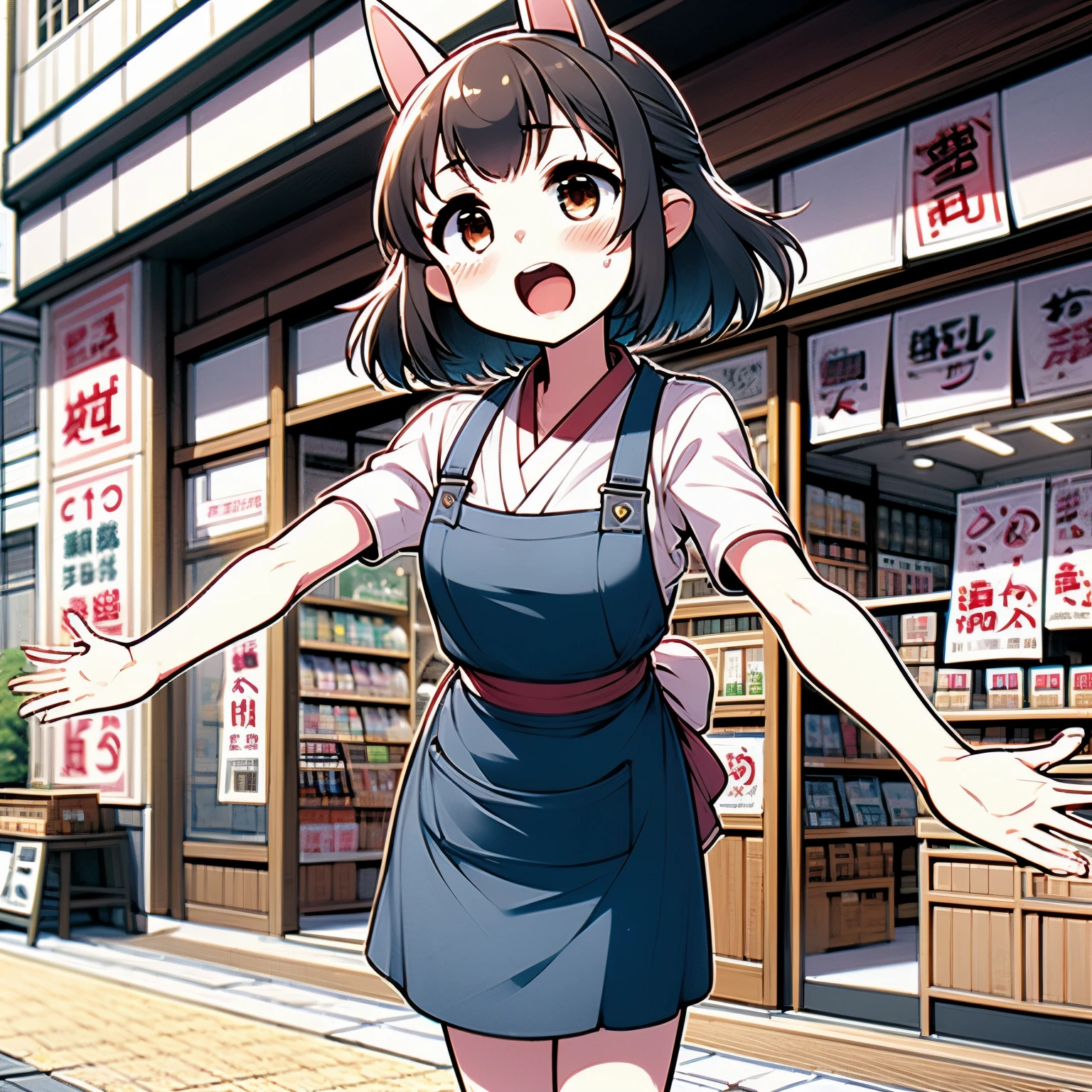 (六人の日本のgirl)、masterpiece, 最high quality, high quality, High precision,Highly detailed 8K wallpapers、Obedient、Innocence、看板daughter、noon、エプロンをつけたgirl、Stand in front of the store、(Red shoulder、Flushed skin)、(Cute Apron、No underwear、Wearing a triangular hood)、(Shopping Street)、(Store clerk、Sweeping with a broom、Forced to masturbate)、(Actually, it&#39;s embarrassing、Blushing)、かわいいdaughter、Cute kids、(Watery eye、Sweat runs down your chest、Obscene atmosphere)、Mojimoji、(Very embarrassing)、defenseless、no warning、Cute squid belly、Innocence、Cute face、Somewhat excited、thin胸板、Cute Breasts、、thin、Before menarche、（girl、小daughter、Poor、Fox Ears、Fox&#39;s Tail、brown hair、Gray Hair、Slimming、Beautiful belly）、（girl、daughter、younger sister、）、