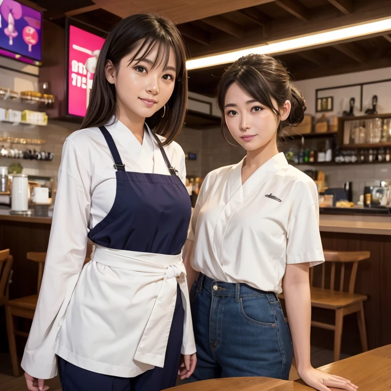 Small breasts、((Nipples:0.2)) Wear a Japan kimono、Knee３０㎝、In the vibrant atmosphere of the cafe、One waitress stands out。She is busy、He clearly finds joy in his work.。Handle customer orders efficiently、Sometimes with a bit of light humor、It makes the atmosphere more relaxed.。Her presence、カフェFor、people visiting々For、It adds a special charm、The length is too short and your pants are visible、