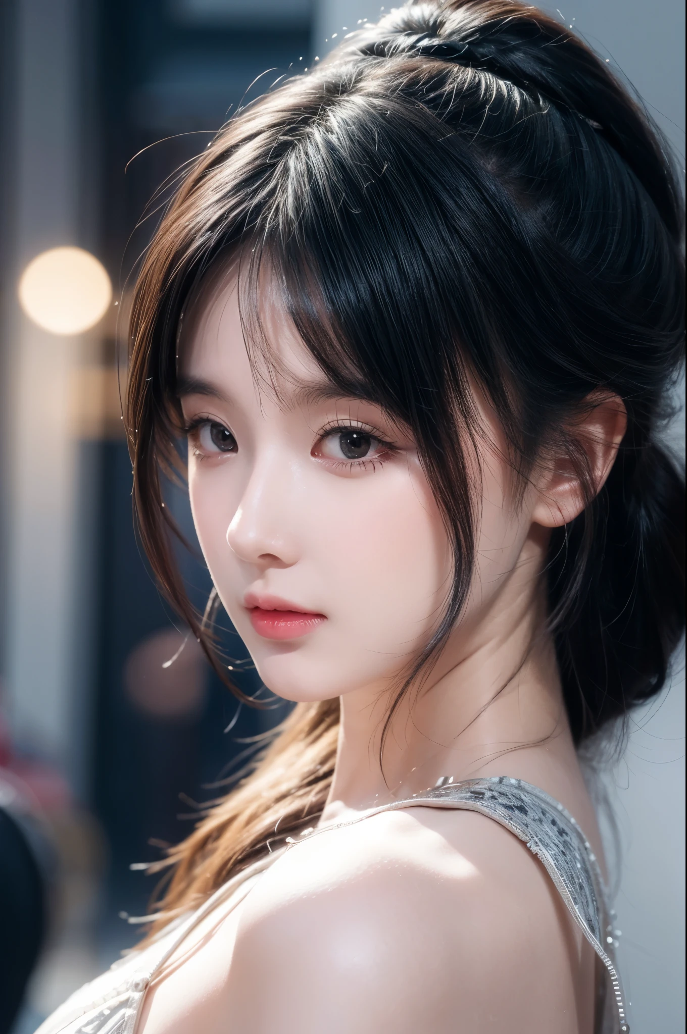 IU1, Serious look, Model shooting style, (Extremely detailed CG unified 8k wallpaper), Full-length photos of the world's most beautiful artworks, Medieval Armor, Professional majestic oil paintings by Ed Blinkey, Artie Guerlain, Studio Ghibli, author:Jeremy Mann, Greg Manches, Antonio Moro, Popular on artstation, Popular on CGSociety, Wheels within wheels, High Detail, Sharp focus, dramatic, Photorealistic art by midjourney and greg rutkowski, Beautify the face,