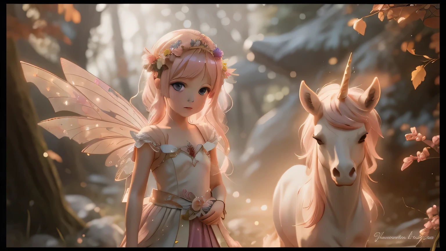 There is a picture of a girl and a unicorn in the woods., beautiful fairys, beautiful fairy, Fairy Core, So magical and dreamy, beautiful fairy, 4 k detail fantasy, Ethereal fantasy, Fairy-like atmosphere, Ethereal!!! Ultra-realistic, Ethereal fairytale, Fairy aesthetics, Hyperrealism. fantasy 4k, Portrait of a Fairy, Fairy-like wonderful, Beautiful fantasy art, Fairy