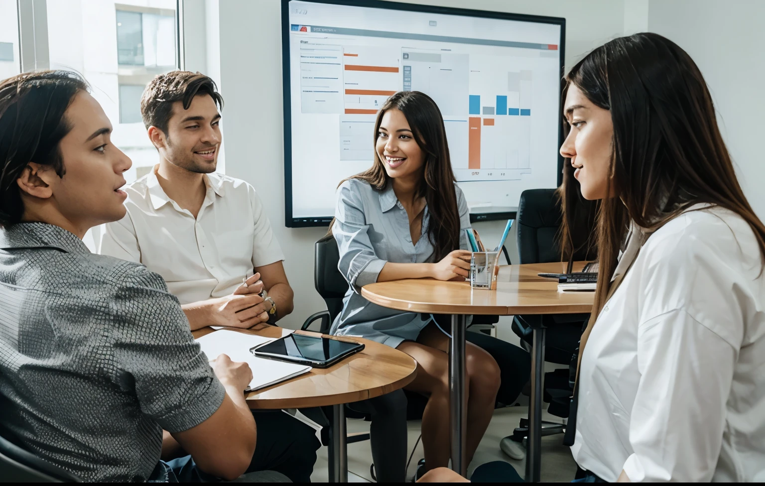 people working within a company and having a meeting 