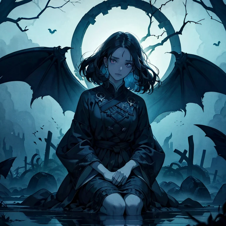 (Oak:1.5),(Devil&#39;s Theme:1.5),(dark horror theme:1.5),(Thriller:1.5),(Inspiration from Stephen King:1.5),(Dark fantasy:1.5), (Ink and watercolor:1.5), (black and white color:1.5), (Ominous landscapes:1.5),(A multitude of stars fly towards the viewer:1.5),(Ruined:1.5),(Ruined village:1.5),(1800s:1.5), (Ruined theme:1.5),(A lot of dust flies:1.5),(puddle:1.5),(Dirt roads:1.5),(Absurd:1.5),(wonderful:1.5),(highest quality:1.5),(masterpiece:1.5),,Pretty face,full body shot,Super big ,Ominous landscape,Fluorite Chrysocolla Atmosphere,art：Simon Stahlenhag,Nicola Samori,Wangechi Mutu,prime color,Very detailed,masterpiece,Intricate details,Faded,eyes Very detailed, Eye for detail,4K resolution,born, Nikon Z9,Scary Town,young woman,whole body length,evil ghost, Rainbow-colored,Intricate details,Stone Forest, Yunnan, China,Very detailedな,Dark and spooky atmosphere,  Spiritual Being, Hauntingly beautiful, ghost-like figure, Swirling Mist, Supernatural existence, The devil&#39;s essence, Shadow-like shape, Spooky whispers, Ominous Aura, Unforgettably white skin, Dark and twisted branches, Flickering candle light, Spooky elements, Mysterious and enigmatic, spectrum appearance, ゴシックartスタイル, Fascinating, Spectral range, Hauntingly depressing, Otherworldly beauty, Mysterious glow, So unforgettable that I can&#39;t forget it, A chilling atmosphere, Spooky and ominous lighting.Sabbath,lots of women,magic circle,Evil God
