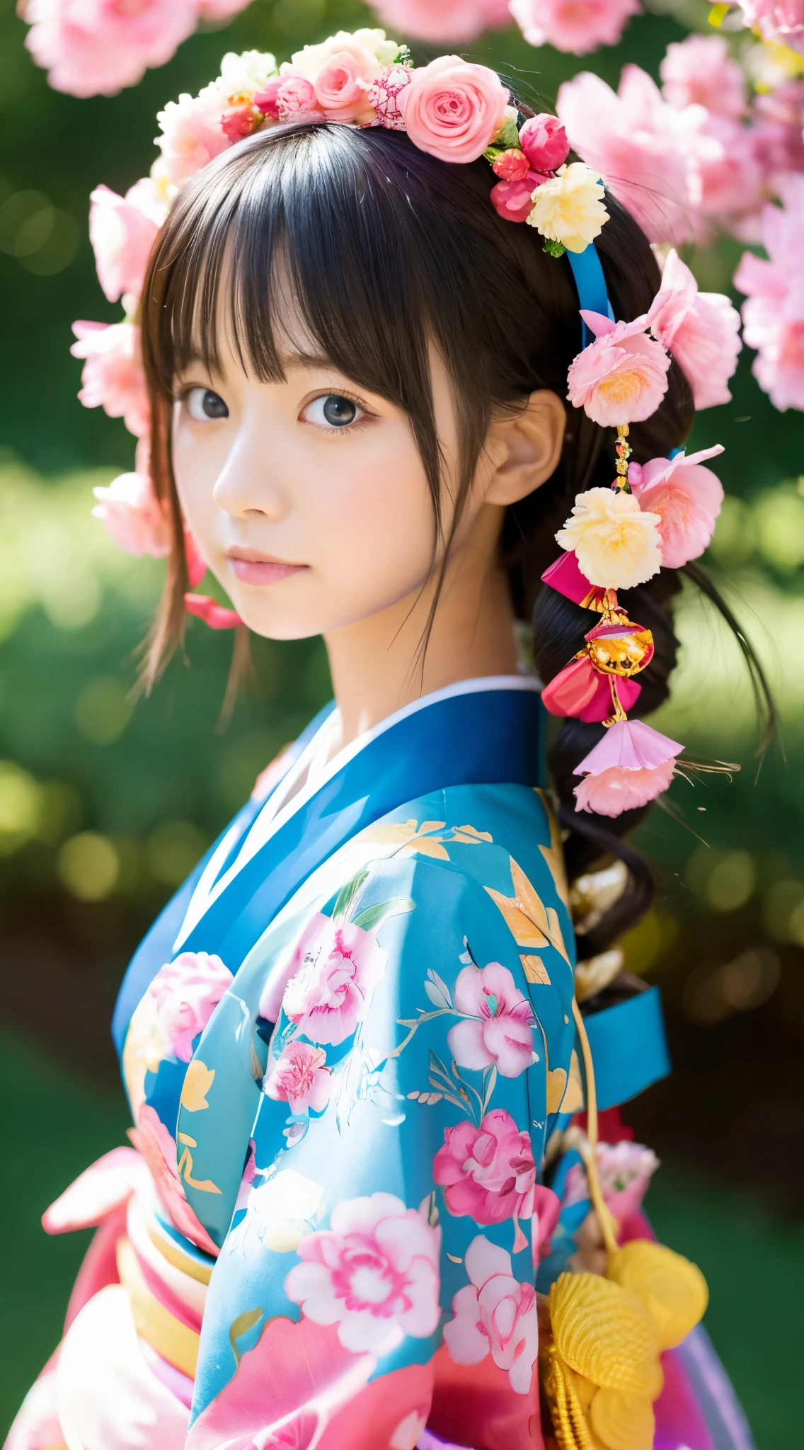 masterpiece, highest quality, High resolution, 1girl 22 Ahoge Hair Accessory, kimono 