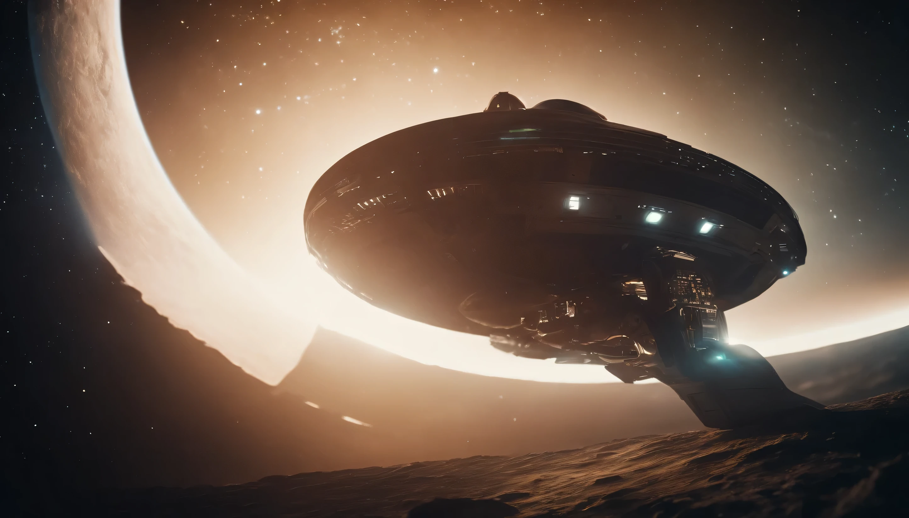 An Space ship in the space, vintage shot