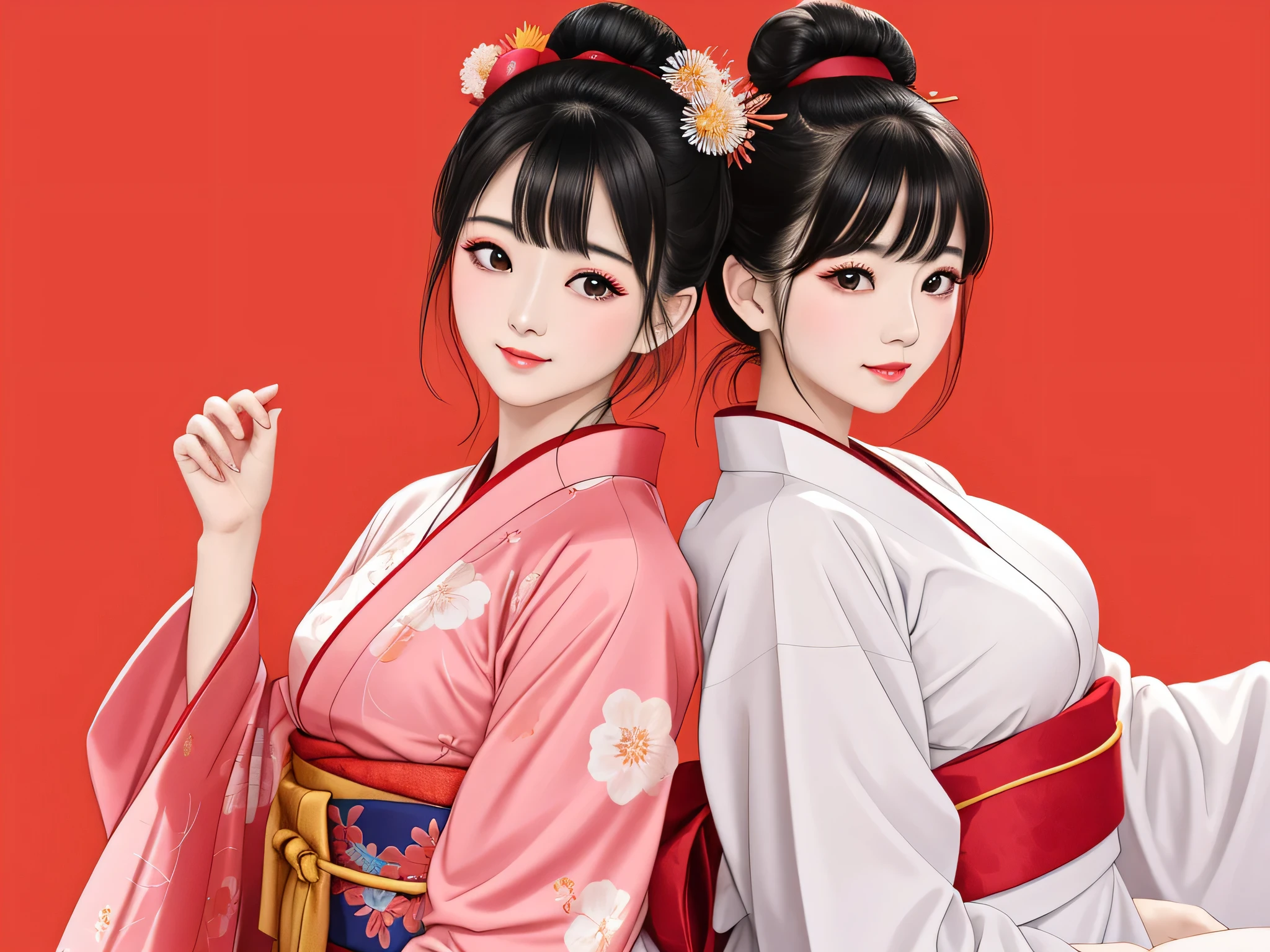 Each has a different expression2People and sisters、(2 girls)、⦅Dancing traditional performing arts gracefully)、((Big Breasts、Small Face、Not exposed))、highest quality、masterpiece、(Black Hair、Bun Hair)、Brown Eyes、⦅Wide angle、Angle from above, from the waist up、Pause on the magazine cover、Each person has a different perspective when looking into the distance⦆、(8K high quality、masterpiece、High resolution、Realistic and beautiful light and shadow、(highest quality)、(High Resolution)、(Very delicate and beautiful)、(Beautiful 8k face)、(Smiling and closing your eyes、Beautiful eyes)、(Clear skin)、(Soft hair)、(8Head to Body)、(A Japanese style yukata kimono with red, pink and orange floral patterns on a white background, interspersed with gold powder、Five beautiful Japanese girls wearing yukata)、((Tanabata decoration background))、((Small Face))、(arms up)、Thin and small nose、(Red lipstick)、(Make your cheeks red)、(Glossy skin)、((Ink painting style))、Very thin eyebrows、Overall ultra-high image quality、(She is wearing maiko-style makeup.)、Whitening、Long and beautiful eyelashes、Glowing Skin、(Red cheeks),Straight nose、masterpiece、highest quality、whole body、 Eyebrows visible through hair、Bun Hair、Grin、Gal、Kogal、Viewer's Eyes、Plaid、Stylish、woman、fine、Pause、
Waiting to start