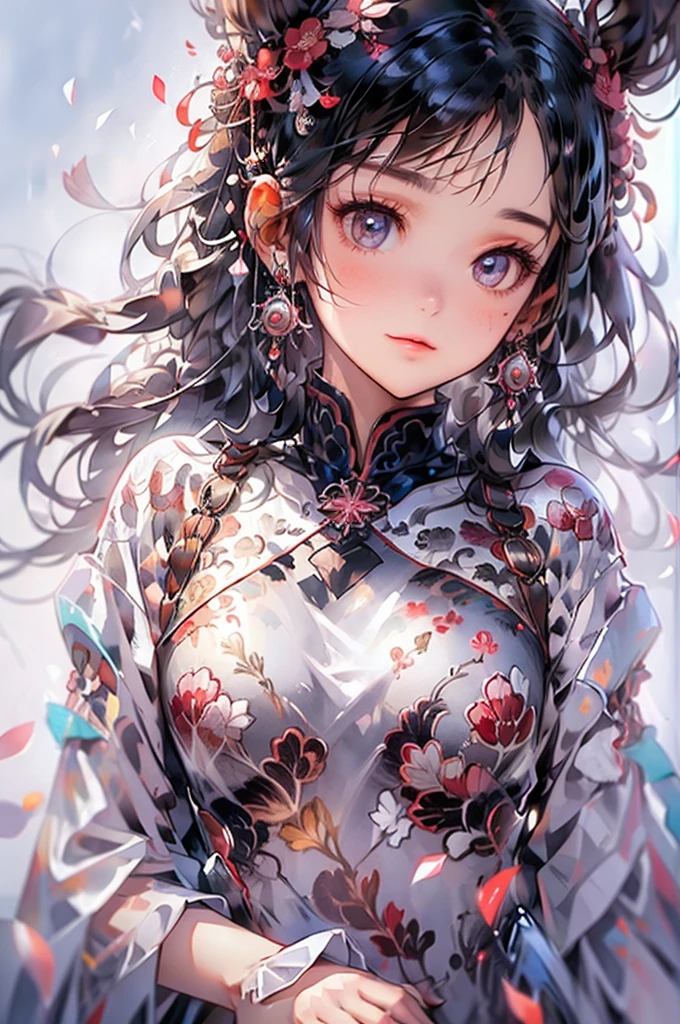 1 girl, As duas curvas parecem franzir a testa,A pair of eyes that seem to be happy or no a state of sadness,Pampered disease。Teary,Ofegante ligeiramente。Idleness is like a beautiful flower,The action is like a weak willow holding up the wind。The mind is more than the dry,Sick like Xizi gets three points。textura natural da pele,realismo ultrarrealista,A luz suave,Sharp,master part, best quality, ultra-detalhado, Melhor sombra,8k,Zemaranhar, mandala, emaranhado, emaranhar