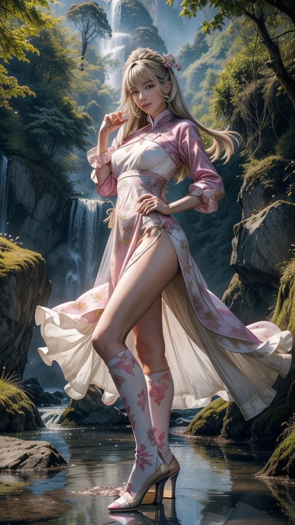 Erotic Photo. Das Aufteilen von Zeichen ist verboten,(Full Body Esbian:2),(1Girl:1.2),(Zeigen Sie High Heels,Passt perfekt zum Bild:1.6), (Anatomie richtig:1.5), (Dressed in a beautiful Han Dynasty print dress:1.5),(Die Figur steht oben auf dem Berg|Auf einem verschneiten Berg|across the sea|im Wasser|Auf dem Boot|Spitze eines Hochhauses|auf der Strasse|im Wald|an den Seen|Vor dem Wasserfall|in einem Flugzeug|im Weltraum|Im Palast|In glass|In der Kanalisation|Im Schlamm|in einer Petrischale:1.3), (Polierte, Pointed heels:1.2), (Reflective socks:2),(In Pink|Gelb|blaue Farben|green colour|rote Farbe|white colors|Farbe: schwarz|violette Farbe|Grays|Beige|Fleischfarben:2),(Precise and perfect face:1.6),(Hautreflexion:1.8),(Fettige, strahlende Haut:1.5)A superficial laugh,,Choking effect,hyper HD, Strahlenverfolgung, reflektierendes Licht,strukturell korrekt, award-winning, hohe Detailliertheit, Licht- und Schattenkontrast, Gesichtsbeleuchtung,Kinobeleuchtung, masterpiece, super Detaillierung, high high quality, hohe Detailliertheit, best quality, 16k,nsfw