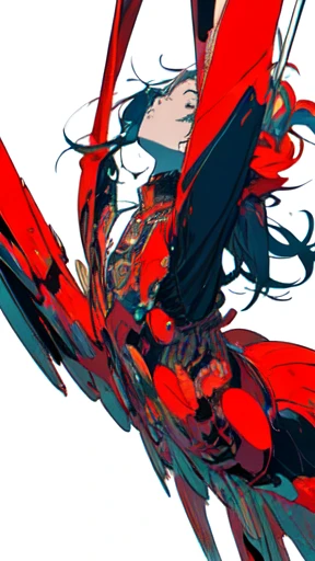 leaning back with hands out in the air,girl、high school girl、(masterpiece, highest quality, official art:1.2), (flat color:1.5),(colorful),looking at the viewer,1 girl,alone, white background, ,(2D:1.5) ,NSFW