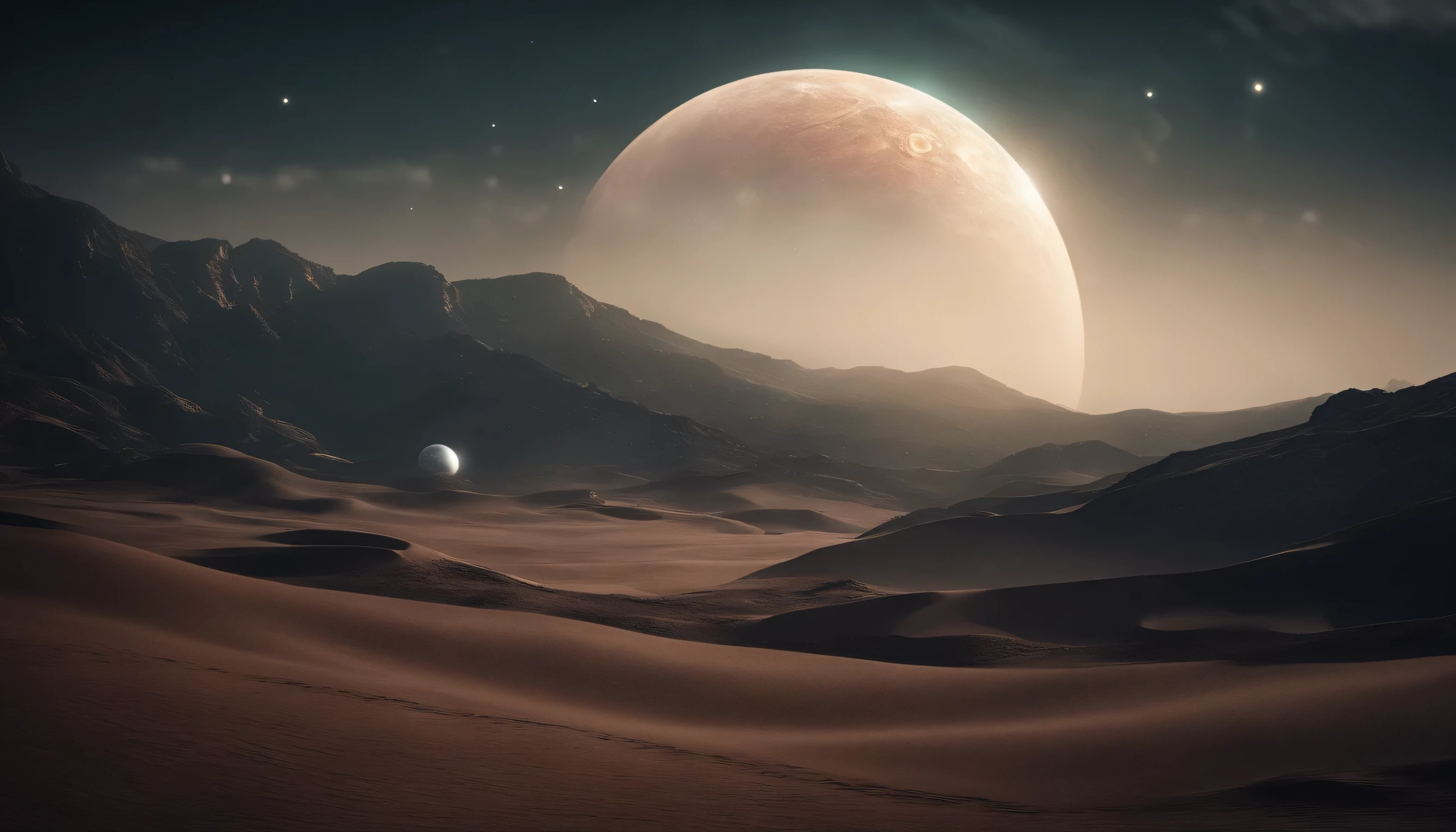 A outer space planet landscape with a vintage shot