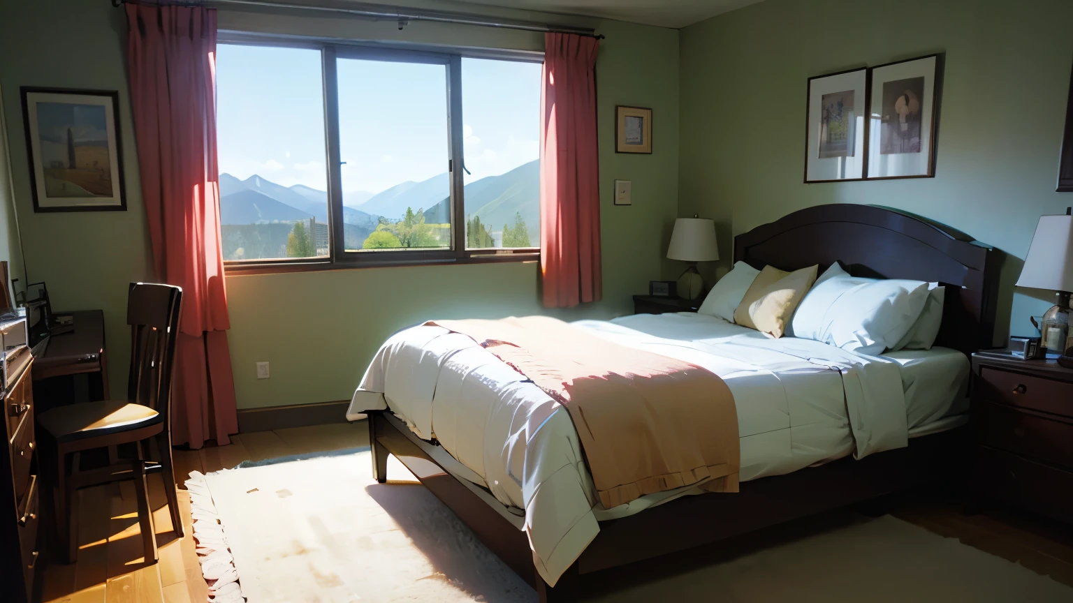 Cute room、window、Mountain view、bed、Girl's Room、